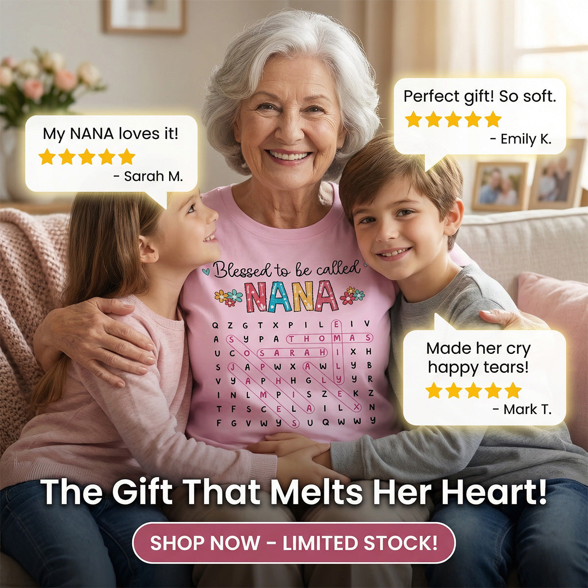 Blessed To Be Called Grandma Word Search Puzzle - Personalized Shirt - Mother's Day Gift For Grandma Mom
