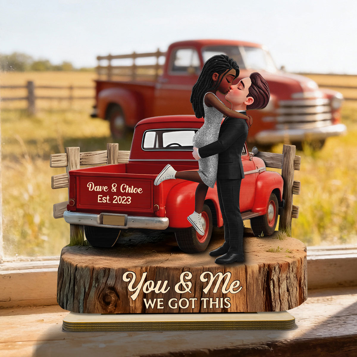 Romantic Couple Pickup Truck You & Me We Got This - Personalized 2-Layered Wooden Plaque - Gift For Couple, Farmhouse Decor