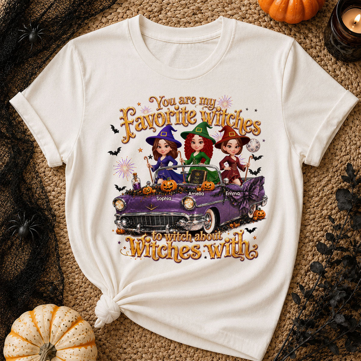 Besties Witch In Car Halloween - Personalized Shirt - Halloween Gift, Gift For Best Friends