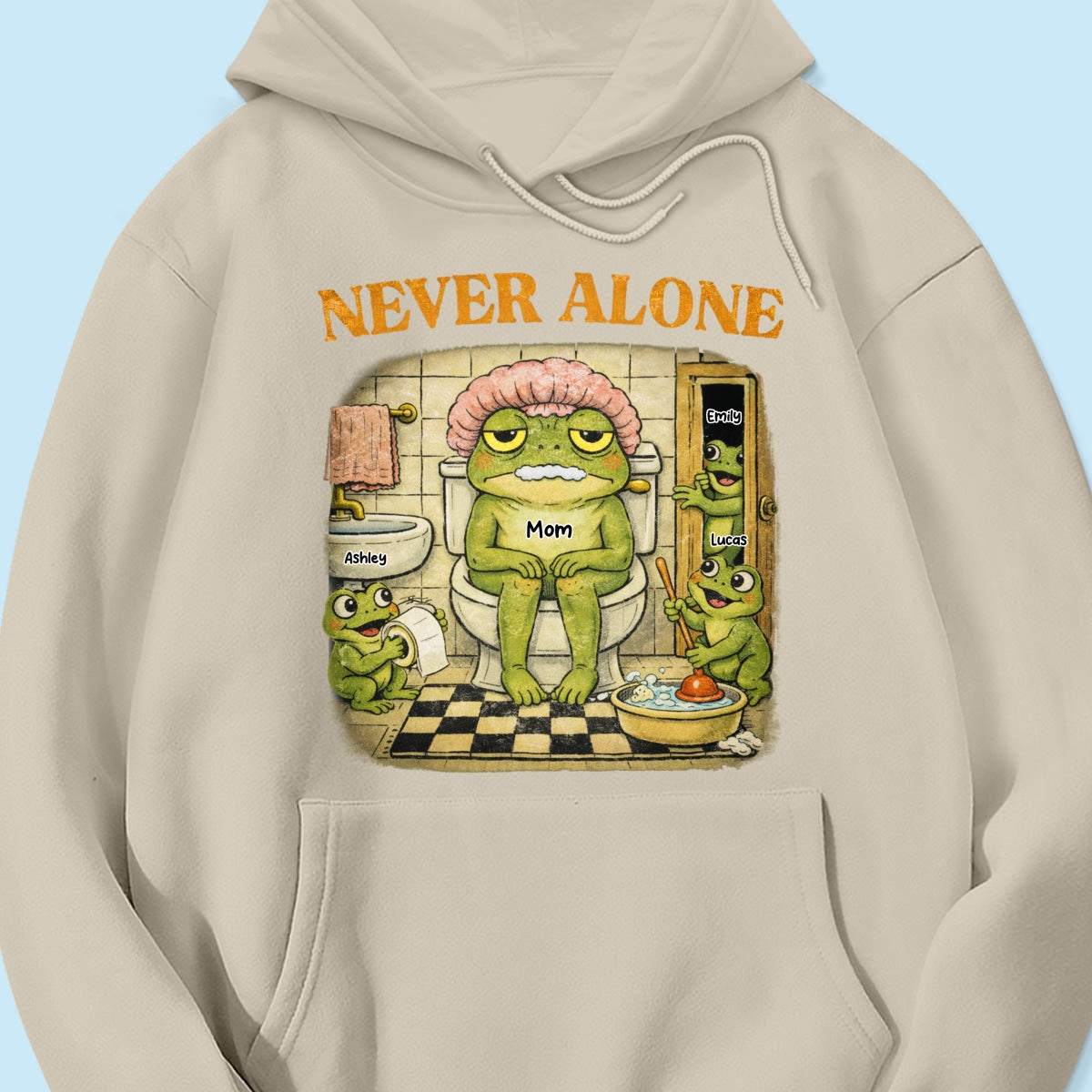Never Alone Retro Frog - Personalized Shirt - Funny Mother's Day Gift for Mom, Wife, Mom Humor