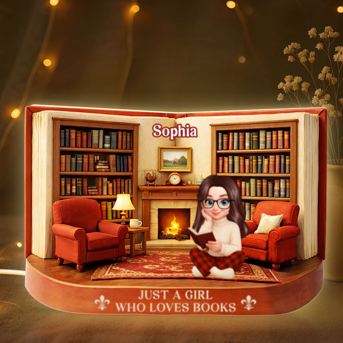 Just A Girl Who Loves Books - Personalized Light Box - Gift for Book Lovers