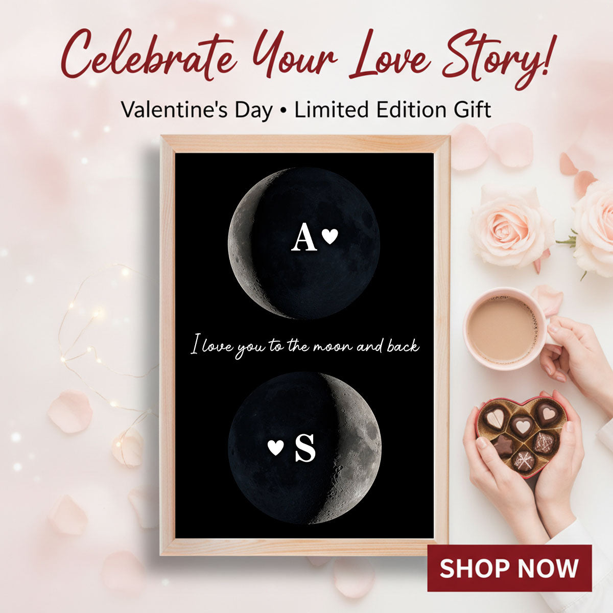 Custom Couple Birth Date Moon Phase - Personalized Poster - Valentine's Day Gift For Couple, For Her, For Him