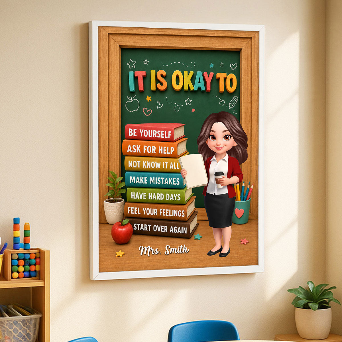 It Is Okay To Feel - Personalized Poster - Calm Down Corner, Teacher Decor for Classroom