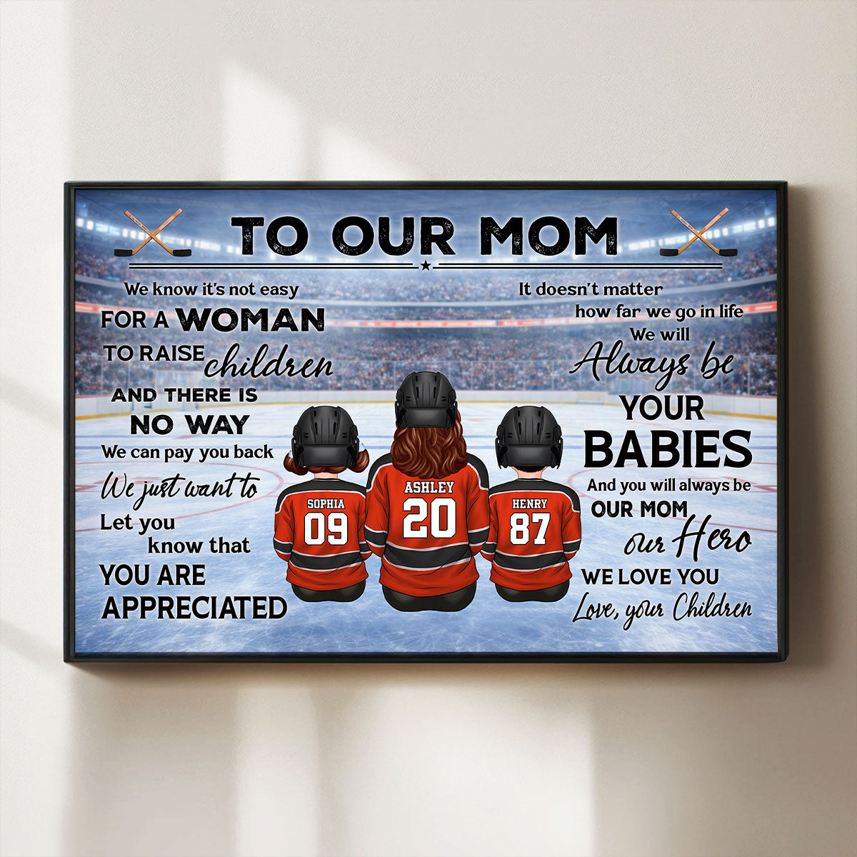To Our Mom Hockey Kids Family - Personalized Poster - Heartfelt Gift For Hockey Mom, Gift For Wife