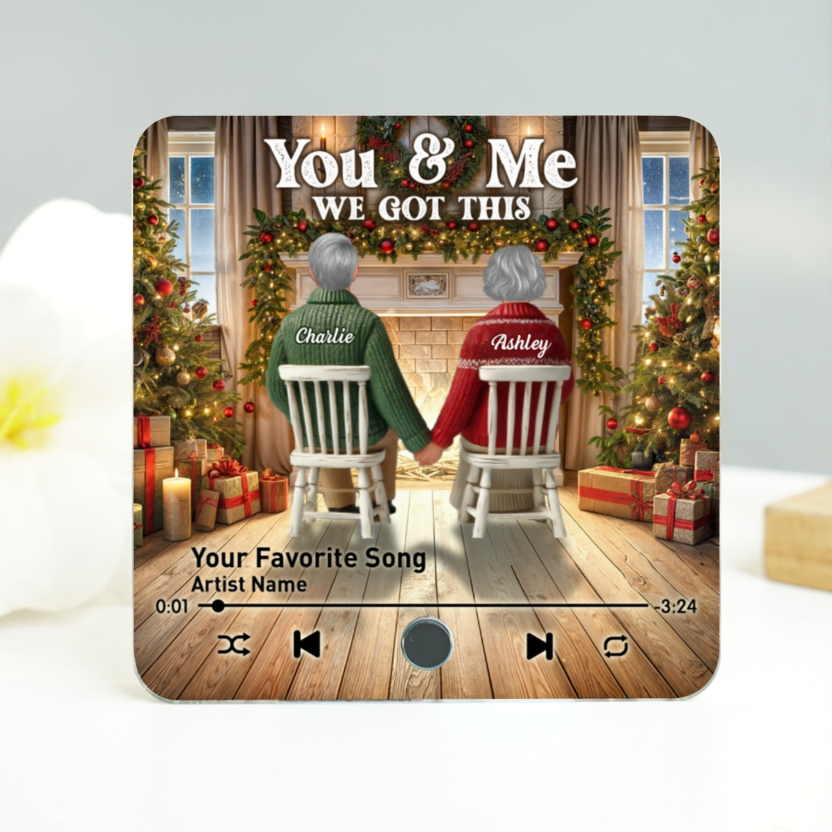 Couple Growing Old Together Christmas - Personalized Music Fridge Magnet - Christmas Gift For Couple