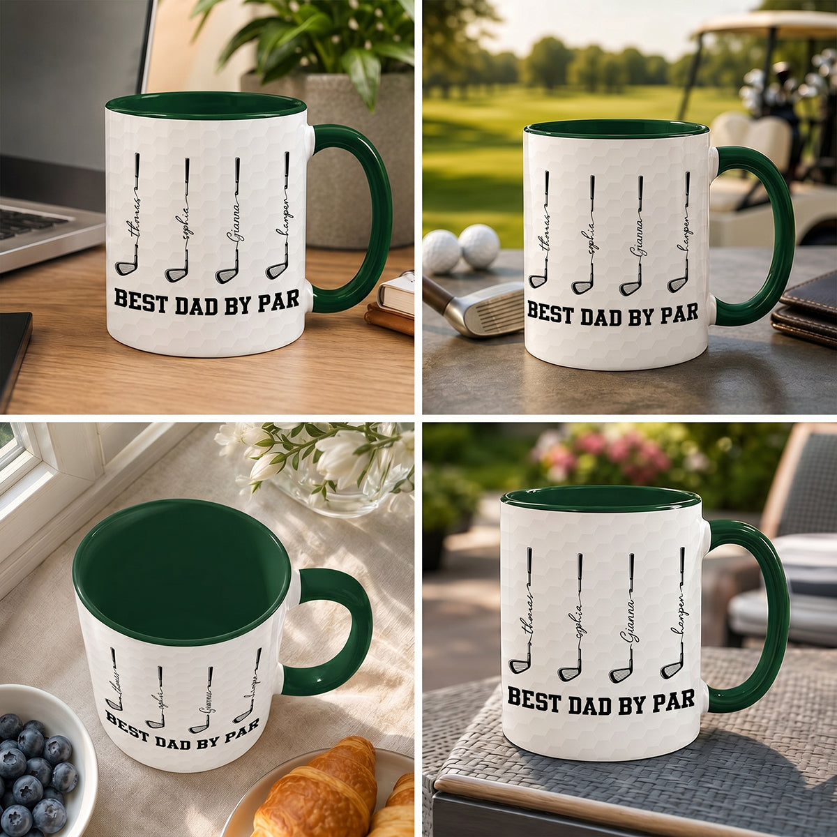 Best Dad By Par Custom Kid Name - Personalized Mug - Father's Day Gift For Golf Dad, Grandpa