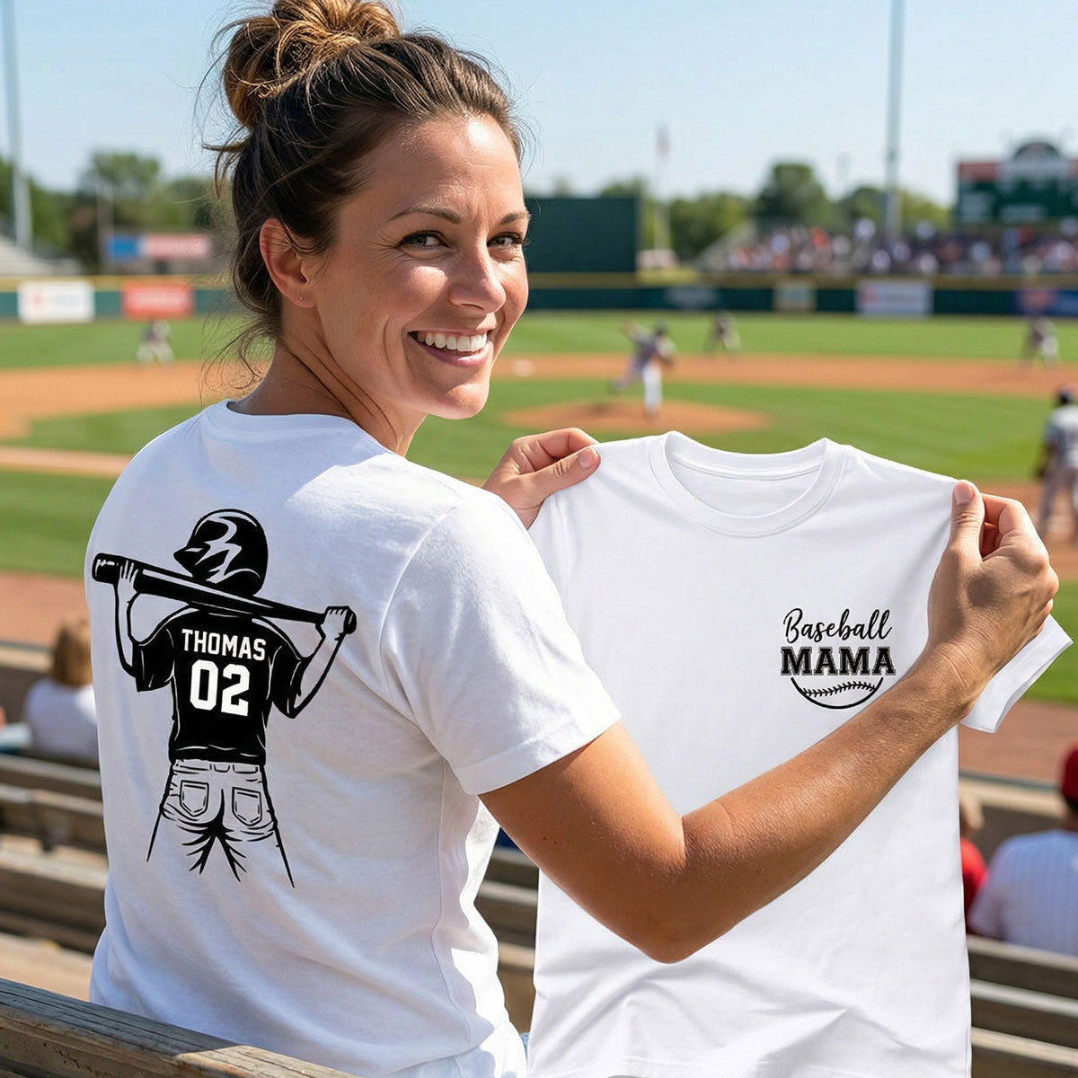 Baseball Mom Grandma - Personalized Double Sided Shirt - Game Day Baseball Little League