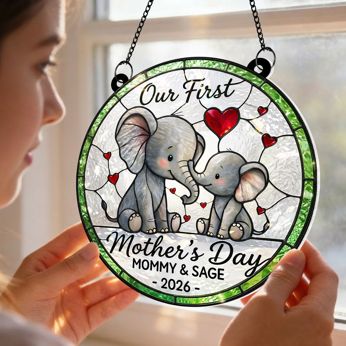 Our 1st Mother's Day Elephant - Personalized Suncatcher - Mother's Day Gift For Her, Mom, Wife