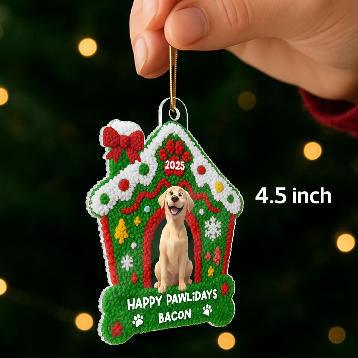 Dog Christmas Yarn Faux - Personalized Acrylic Ornament - Unique Christmas Gift For Dog Lovers