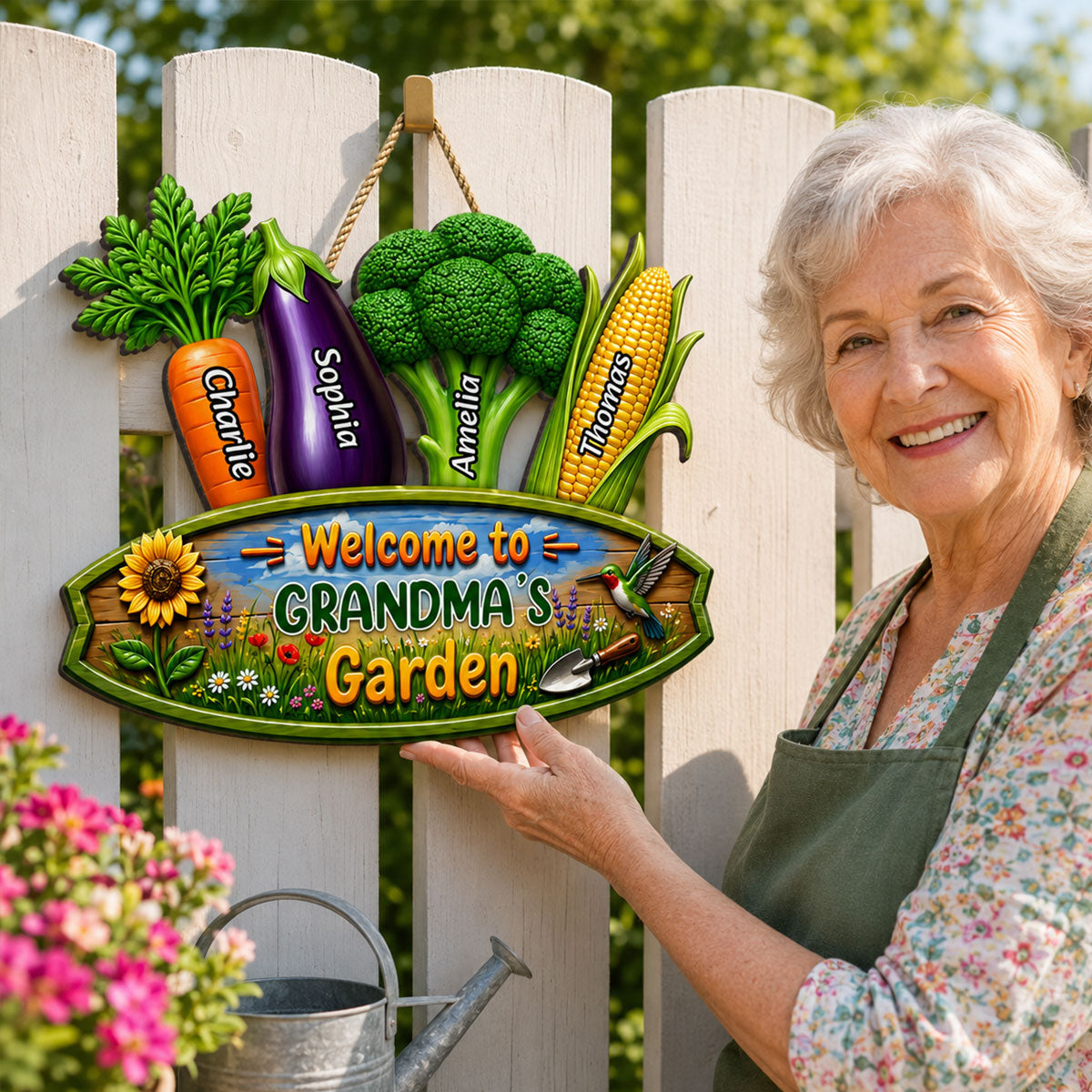 Welcome To Grandma's Garden - Personalized Wood Sign - Gift For Grandma, Garden Decorations