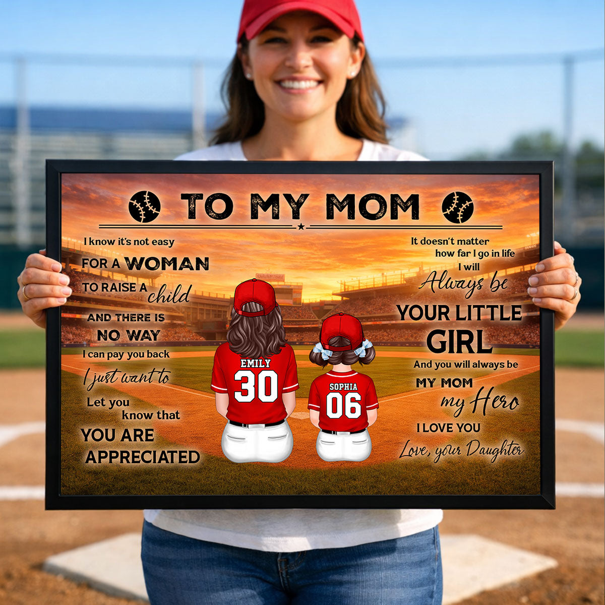 To My Mom Baseball Mom And Kids - Personalized Poster - Heartfelt Gift For Baseball Mom, Gift For Wife
