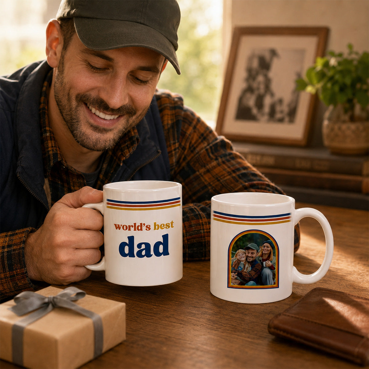 World's Best Dad Grandpa Retro 70s Style Custom Photo - Personalized Mug - Father's Day Gift For Husband, Dad, Grandpa