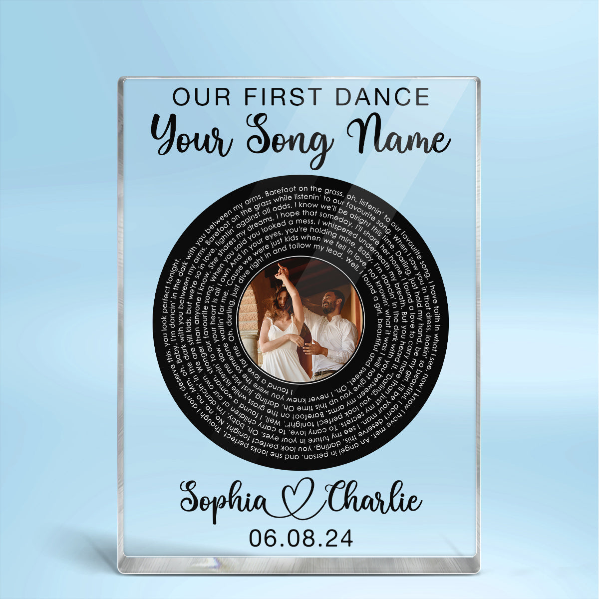 Our Favorite Song Vinyl Record Song Lyrics Art Personalized Rectangle Acrylic Plaque, Anniversary  Gift For Him, Gift For Her