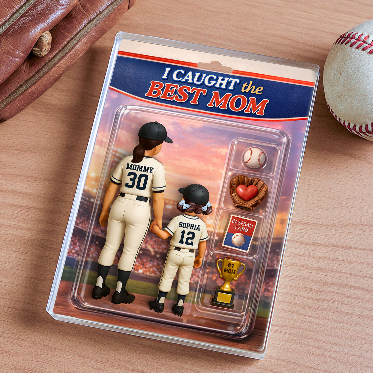 Baseball We Caught the Best Mom Custom Action Figure - Personalized Acrylic Block Plaque - Heartfelt Gift for Mom