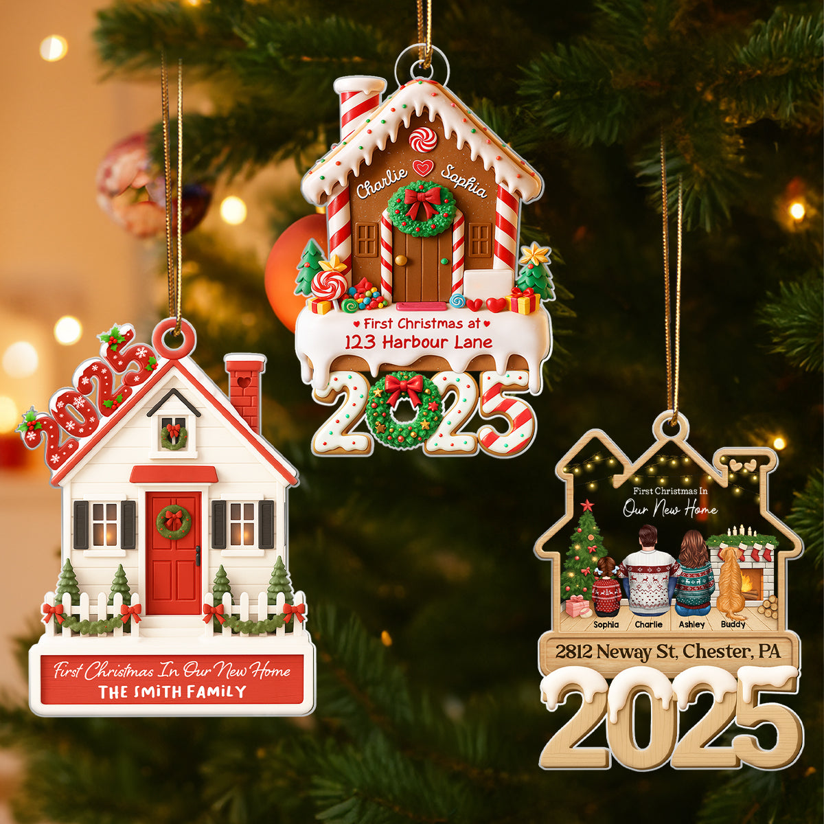 Family First Christmas In Our New Home - Personalized Acrylic Ornament - Unique Christmas Gift For Family