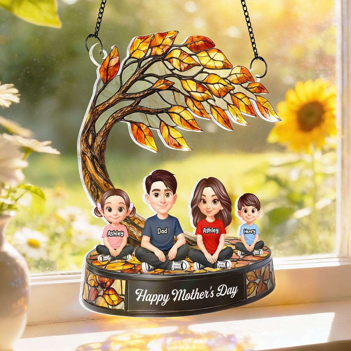 Family is Forever - Personalized Acrylic Window Hanging Suncatcher - Heartfelt Mother's Day Gift for Mom, Wife