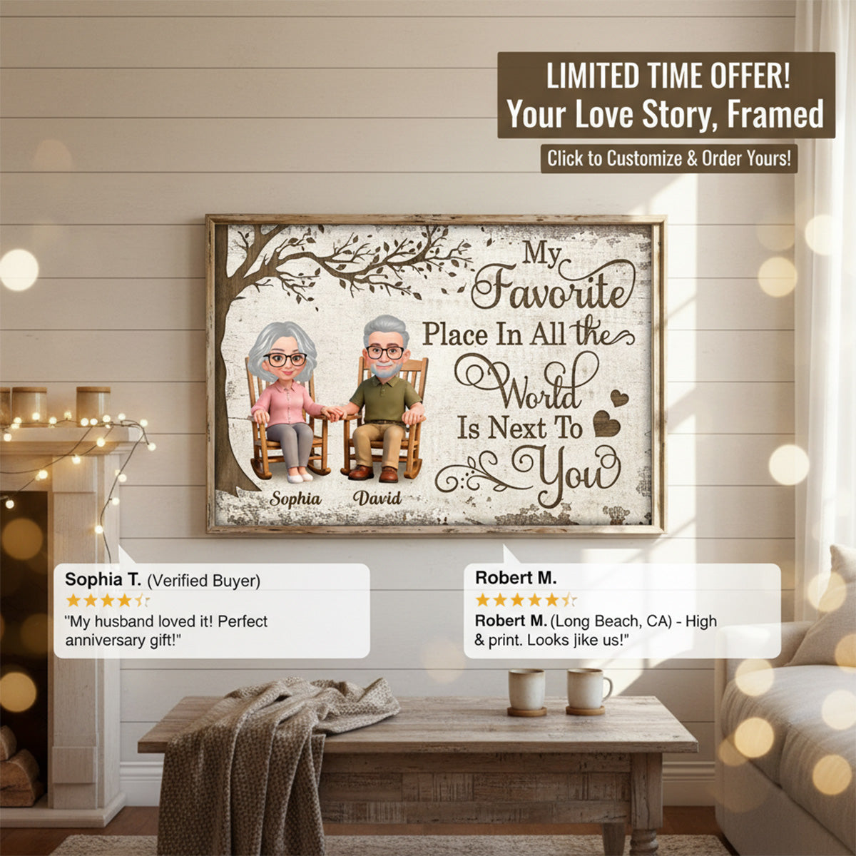 Eternal Love Couple On Rocking Chair - Personalized Poster - Valentine's Day Gift For Couple
