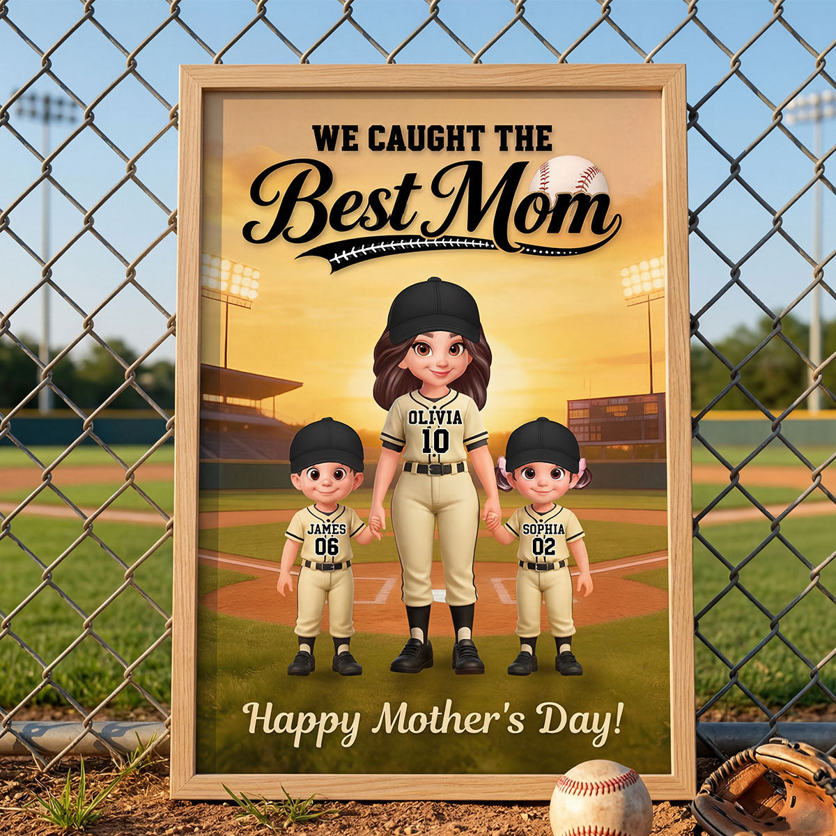 We Caught The Best Baseball Mom - Personalized Poster - Mother's Day Gift For Baseball Mom, Wife