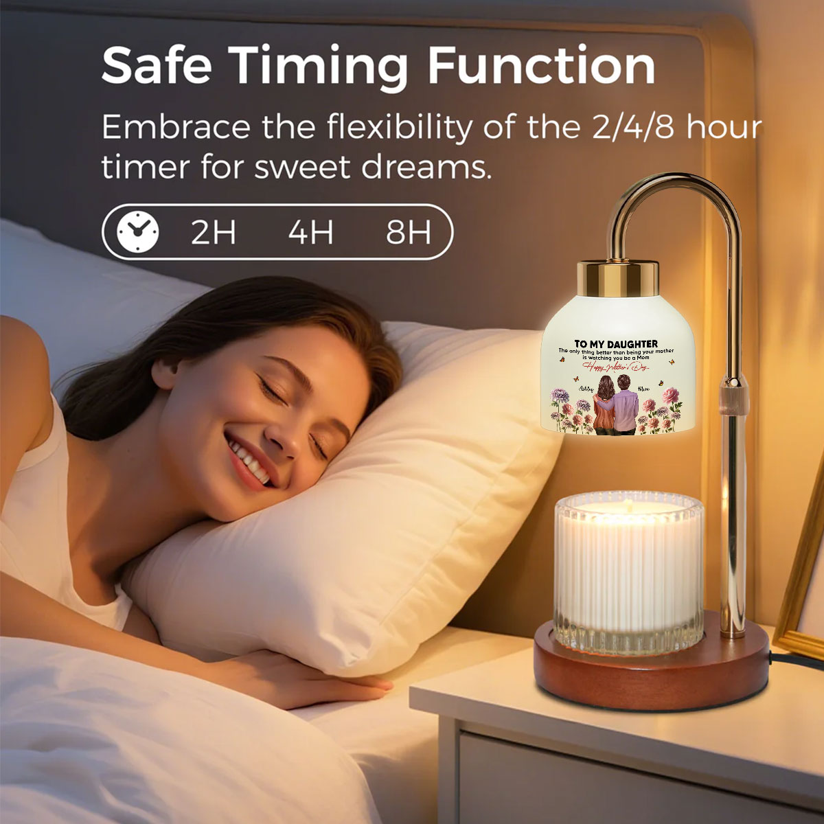 To My Daughter From Mom Birth Month Flower - Personalized Candle Warmer Lamp - Mother's Day