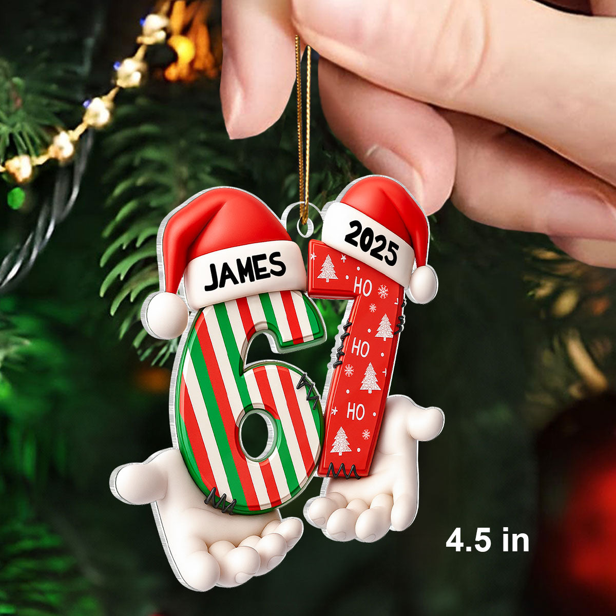 Custom Name Viral Trend Six Seven - Personalized Acrylic Ornament - Chistmas Gift for Kid, Grandkids