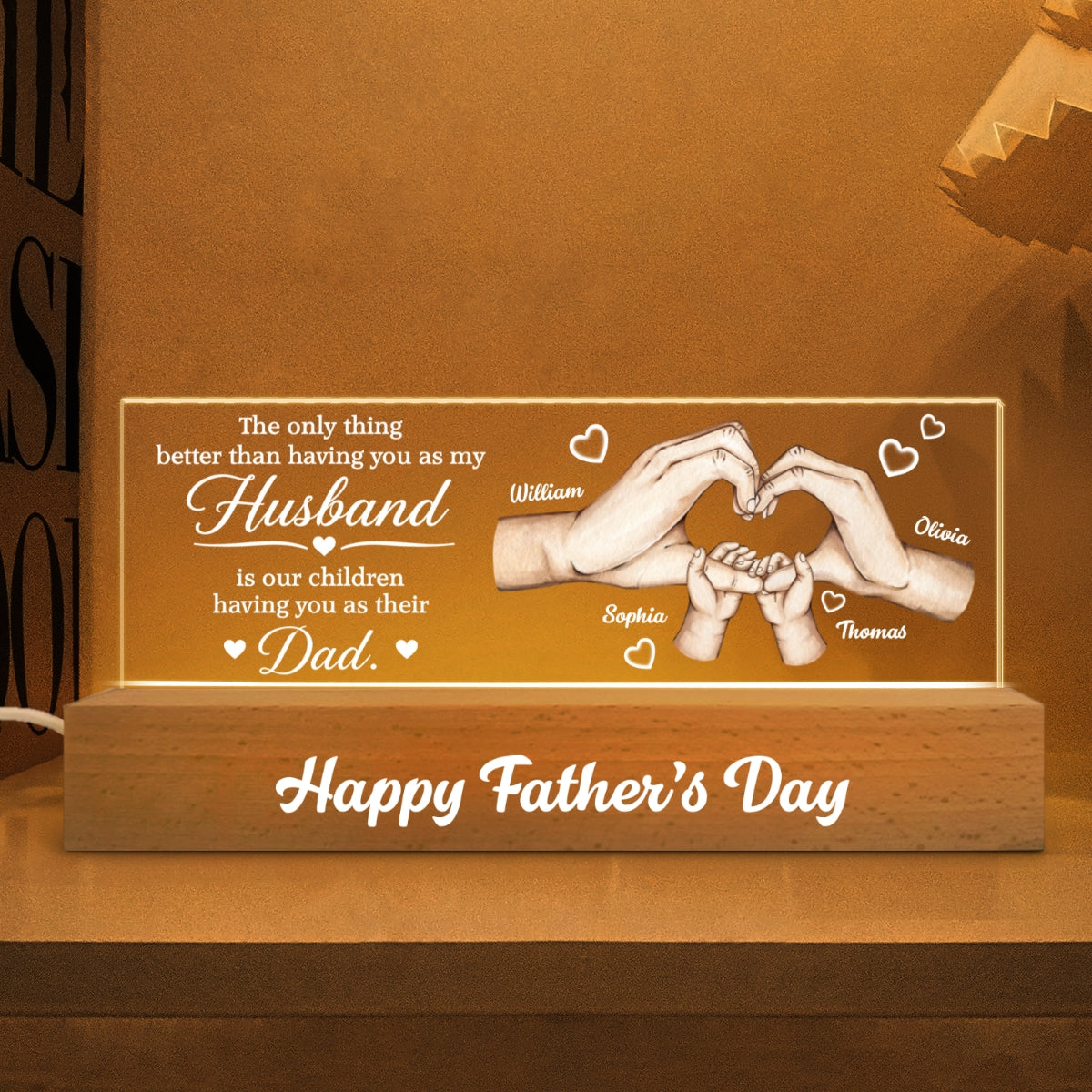 The Only Thing Having You As My Husband Family Hands - Personalized Acrylic Block LED Night Light - Father's Day Gift For Husband