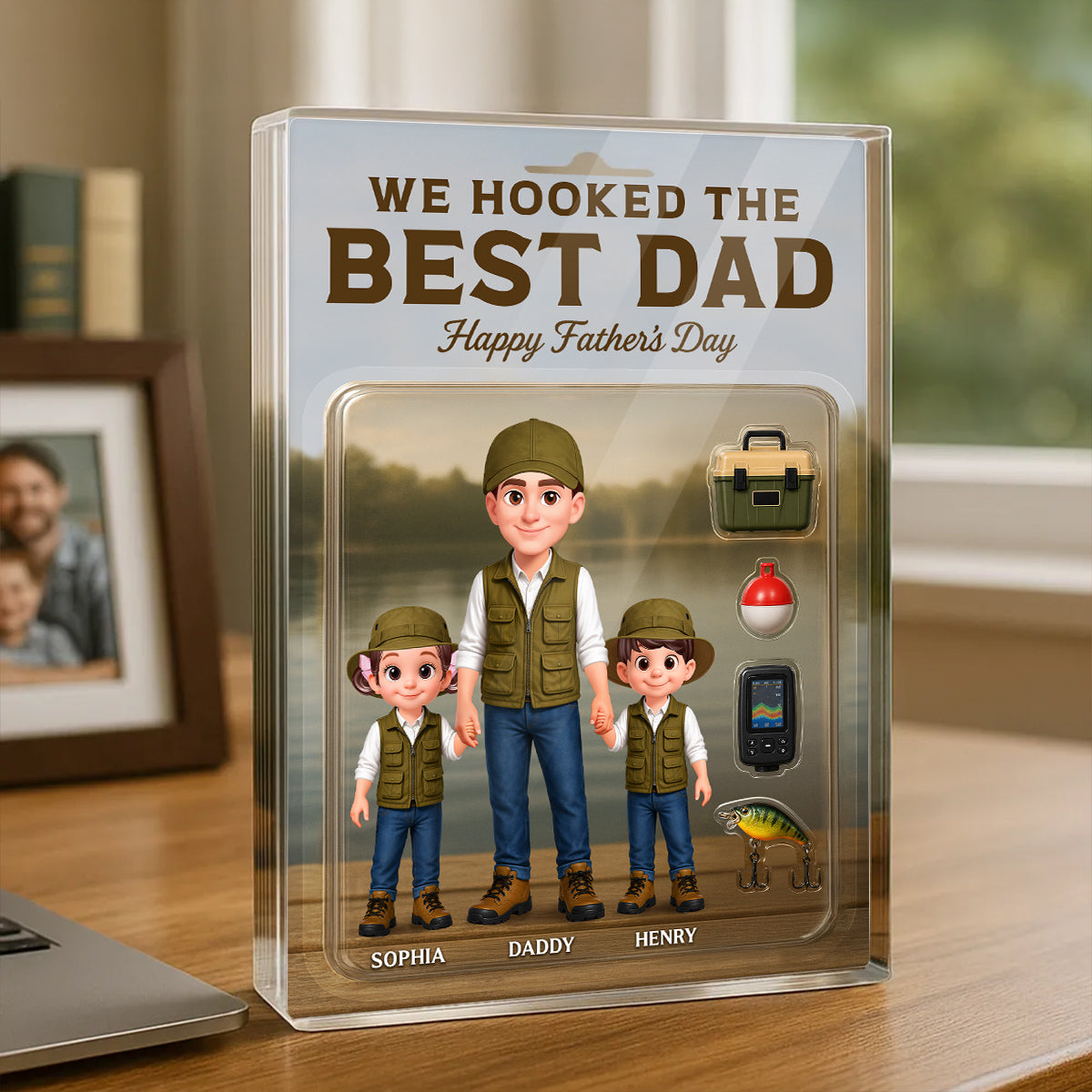 Fishing We Hooked The Best Dad - Personalized Acrylic Block Plaque -  Gift For Dad