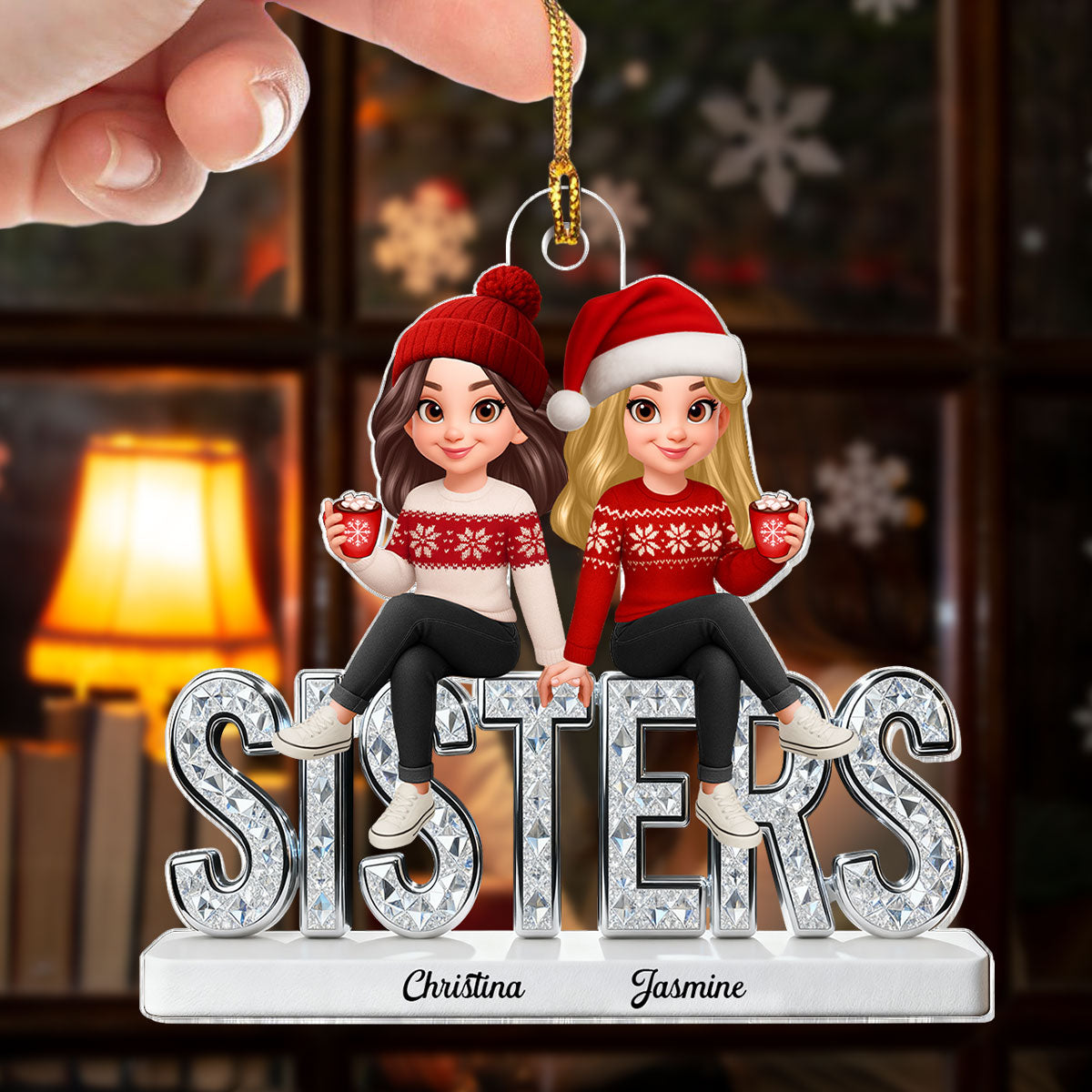 3D Shinning Effect Sisters Forever Christmas - Personalized Acrylic Ornament - Gift For Sisters