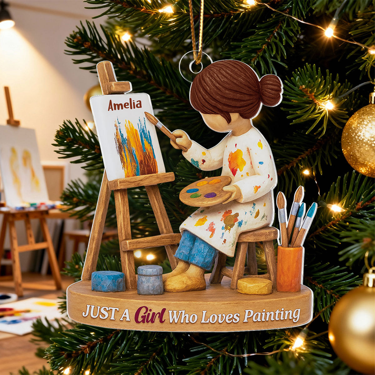 Just A Girl Who Loves Painting - Personalized Acrylic Ornament, Thoughtful Christmas Gift for Artist, Painter, Art Teacher Decor
