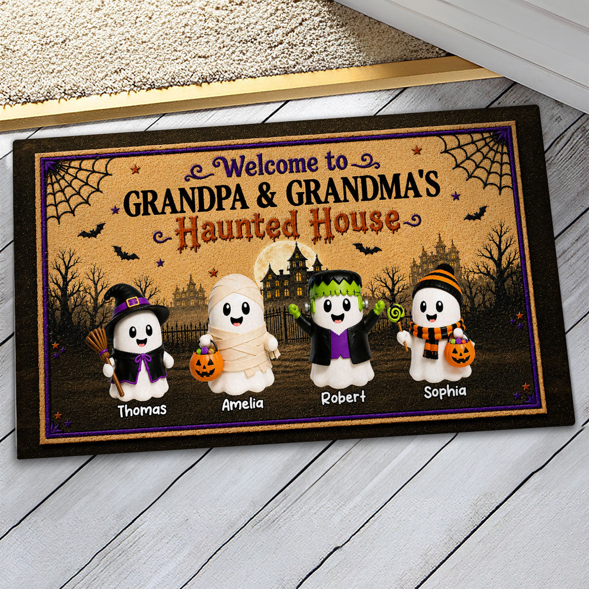 On-trend Spooky Halloween Grandparents House - Personalized Doormat - Halloween Gift For Grandma, Grandpa
