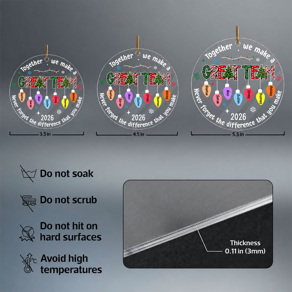 Together We Made A Great Team - Personalized Acrylic Ornament - Gift For Coworkers