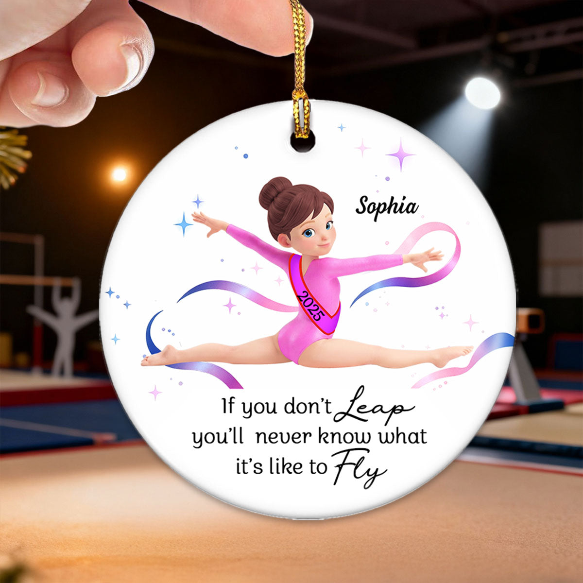 What It's Like To Fly Front Split Gymnastic Girl - Personalized Ceramic Ornament - Gymnast Gift For Daughter, Granddaughter