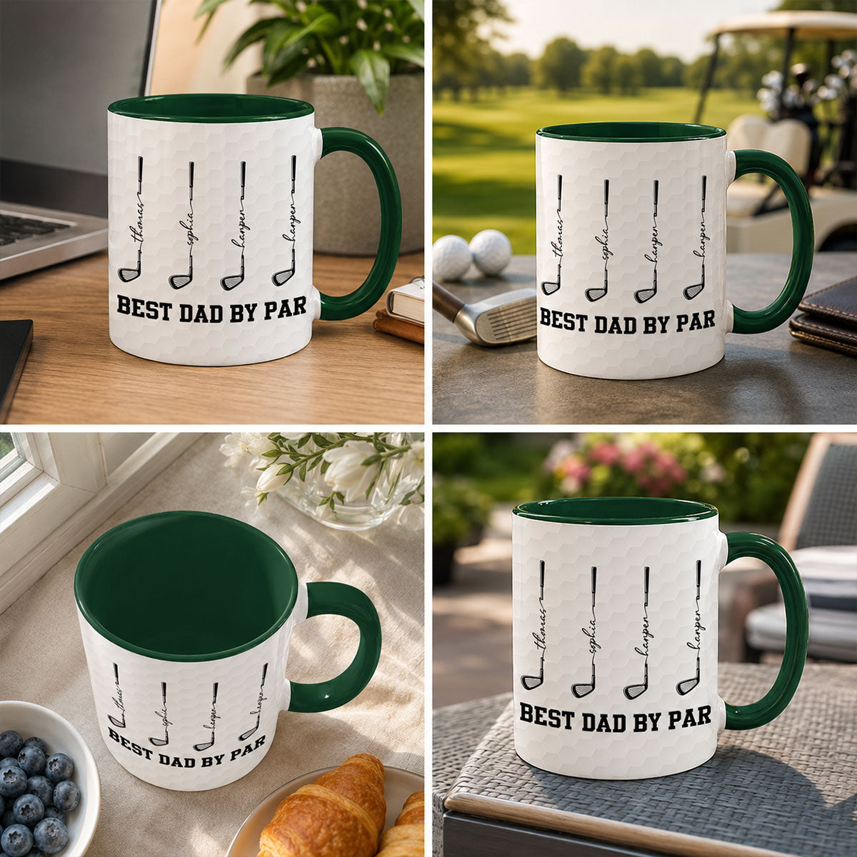 Best Dad By Par Custom Kid Name - Personalized Mug - Father's Day Gift For Golf Dad, Grandpa