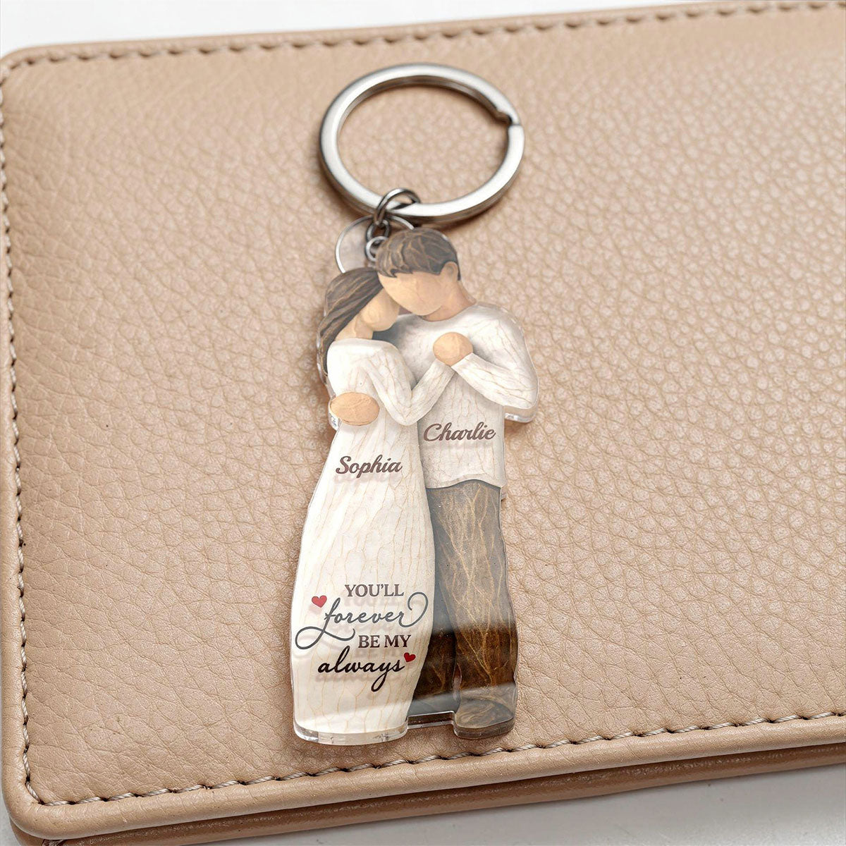 3D Effect Couple You Will Forever Be My Always - Personalized Acrylic Keychain - Gift For Him, Gift For Her