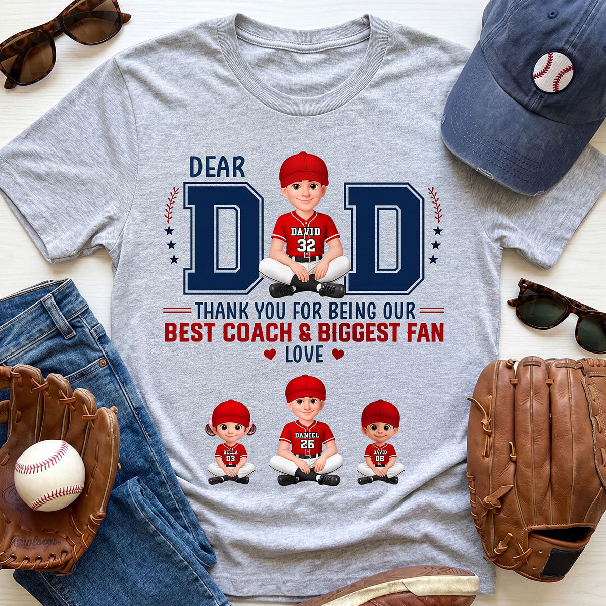 Baseball Dear Dad Thank You - Personalized Shirt - Father's Day Gift For Baseball Dad