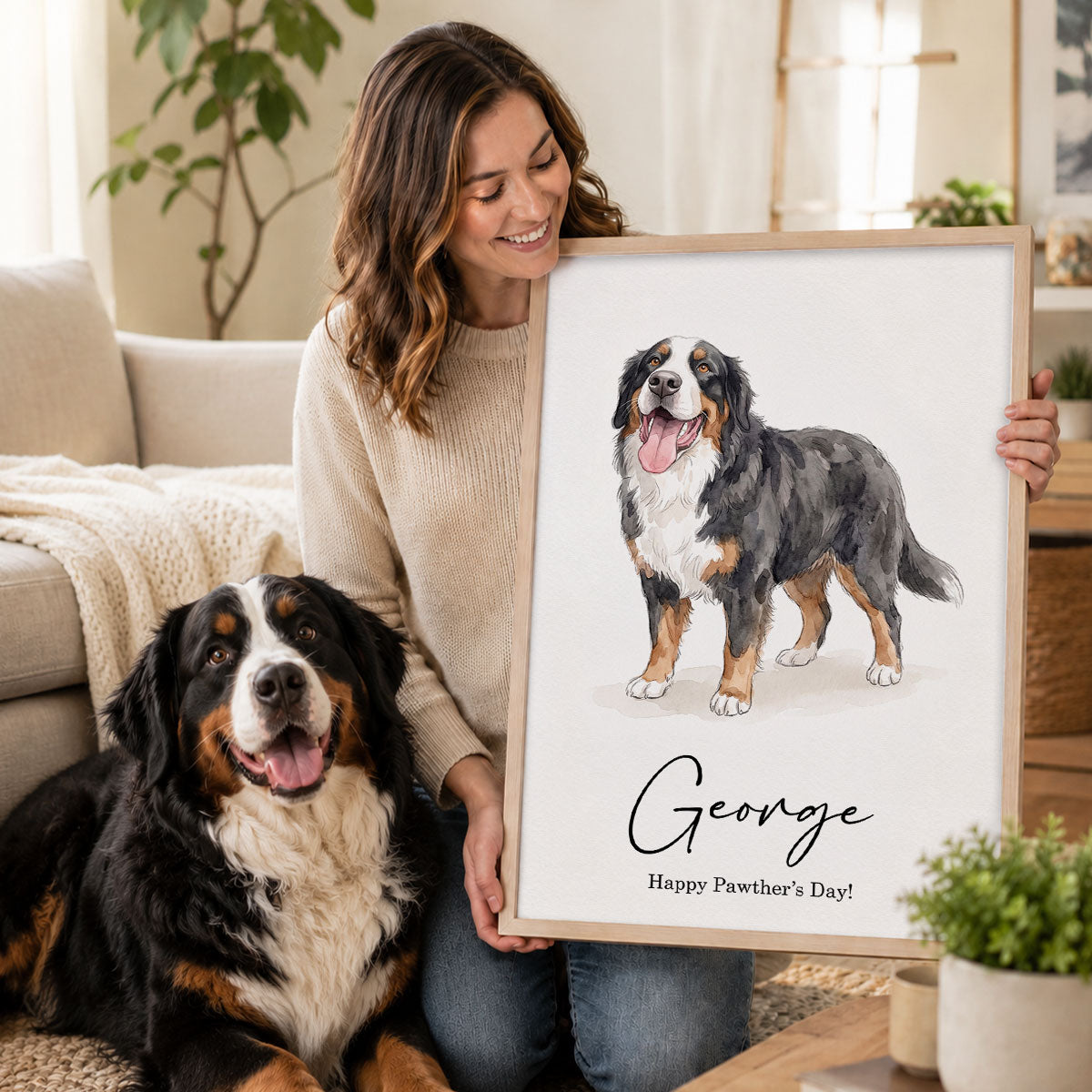 Custom Watercolor Portraits Using Pet Photo - Personalized Poster - Father's Day Gift for Dogs Cats Lovers