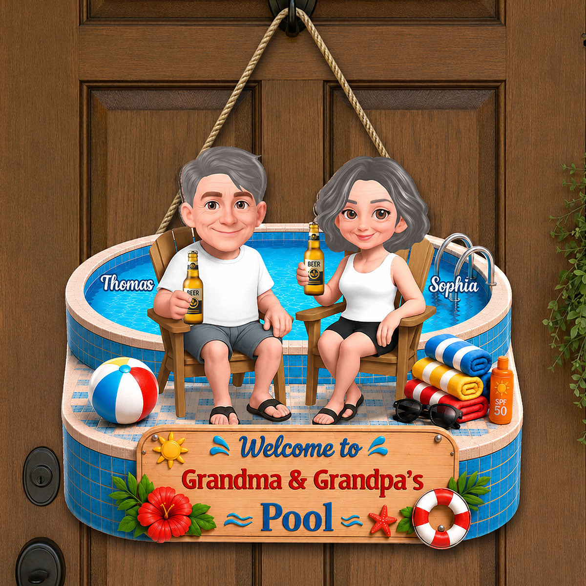 Life Is Better At Grandma Grandpa Pool 2D Flat - Personalized Wood Sign