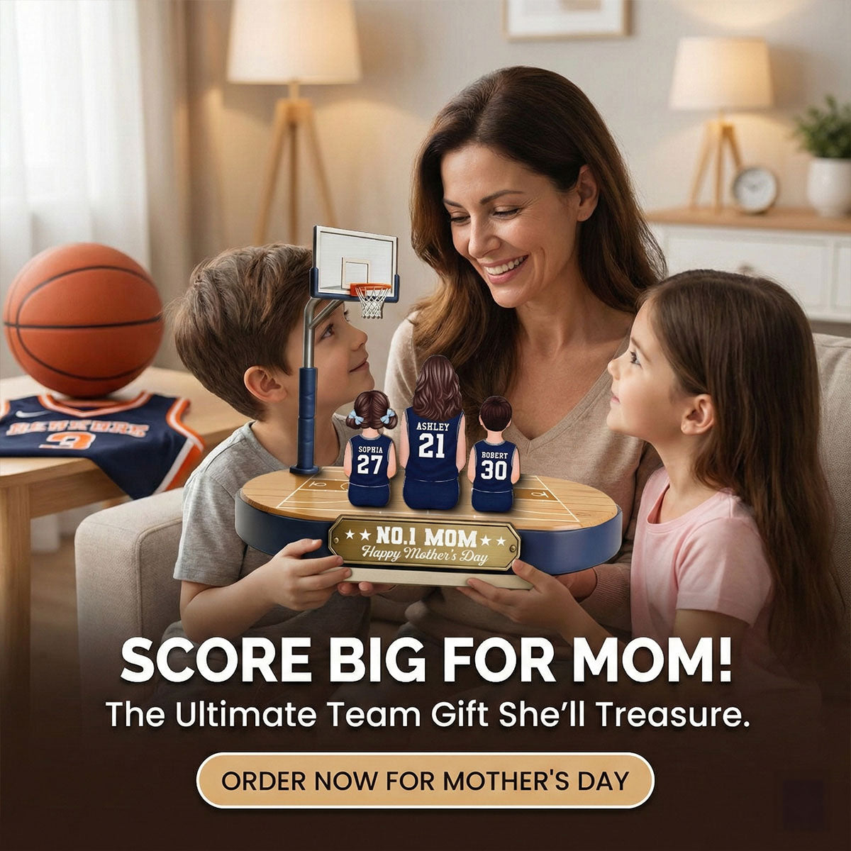 Mommy's Basketball Dream Team - Personalized 2-Layered Wooden Plaque -  Gift For Basketball Mom