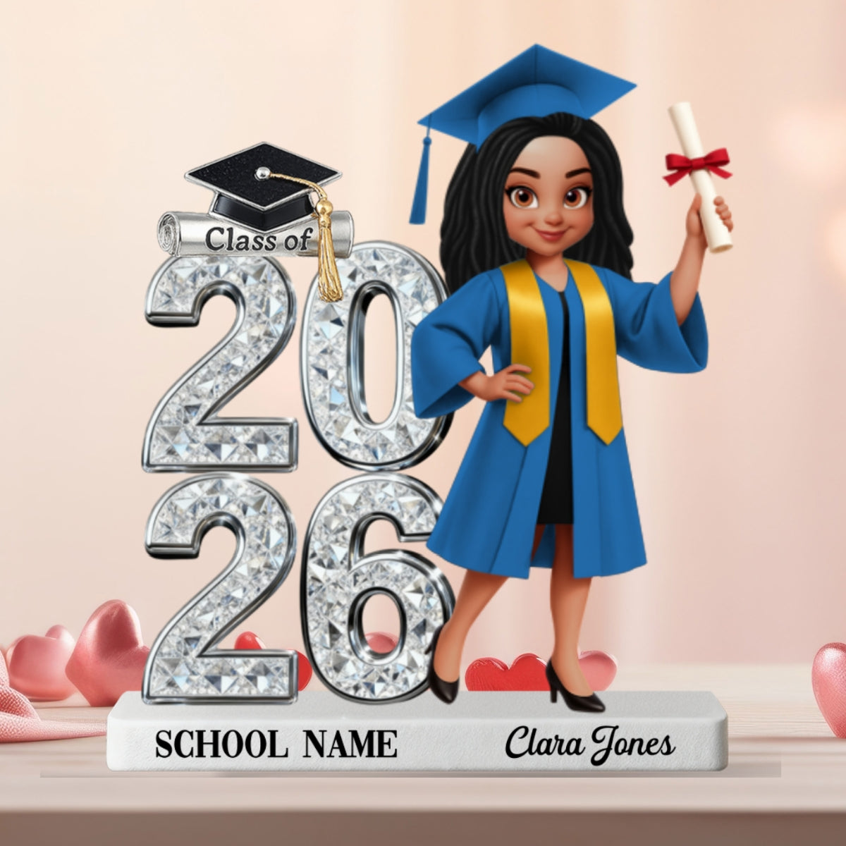 Shiny Effect Class Of 2026 2027 Senior 2D Flat - Personalized Acrylic Block Plaque - Graduation Gift For Graduates, Daughter, Son