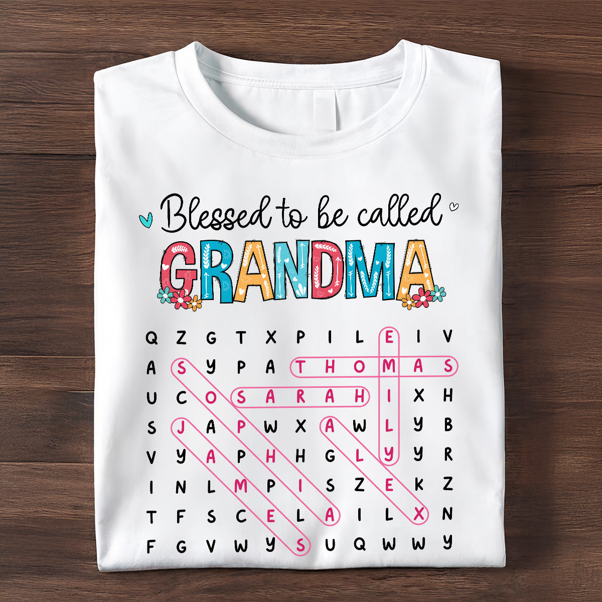 Blessed To Be Called Grandma Word Search Puzzle - Personalized Shirt - Mother's Day Gift For Grandma Mom