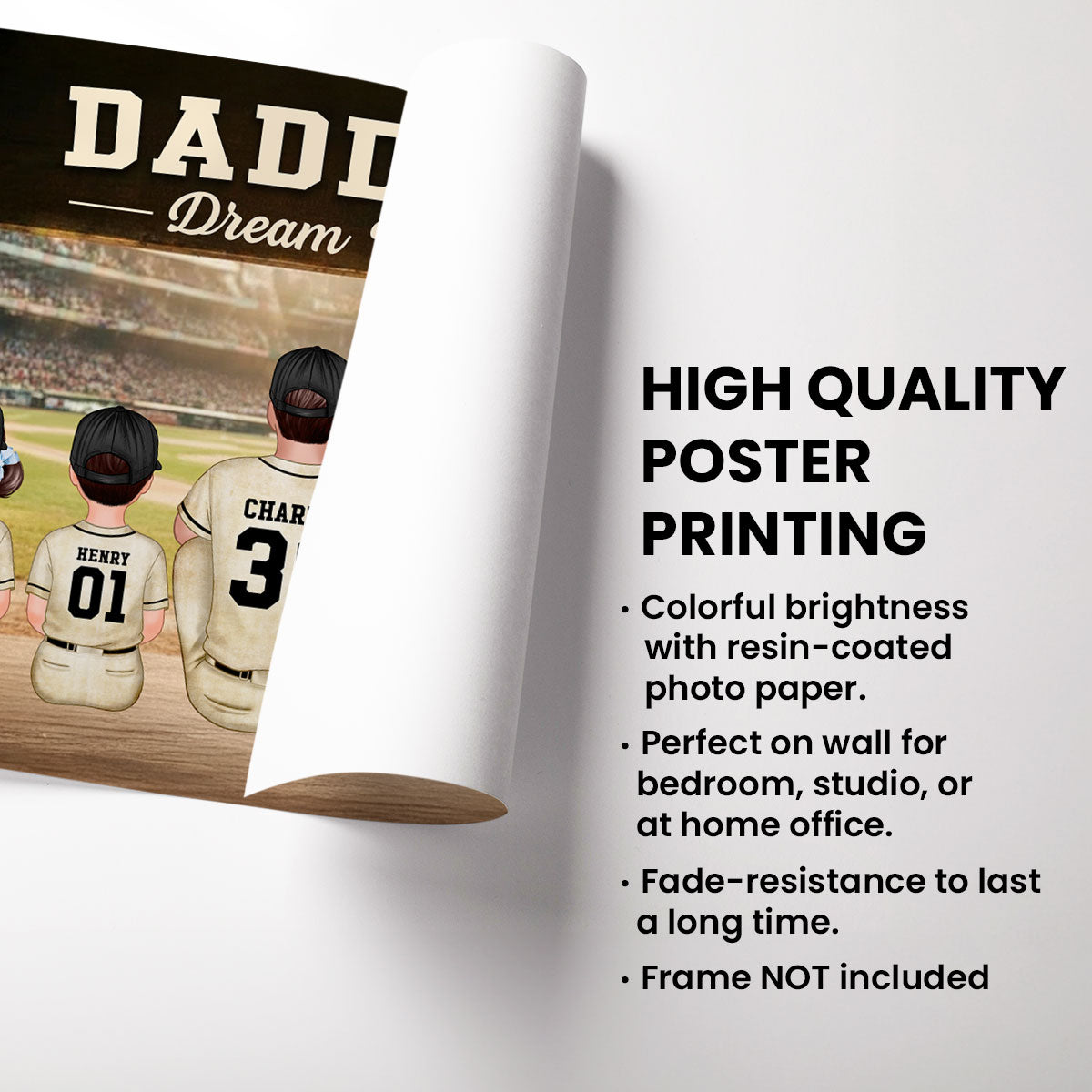 Baseball Dugout Daddy's Dream Team - Personalized Poster - Father's Day Gift For Baseball Dad, Husband