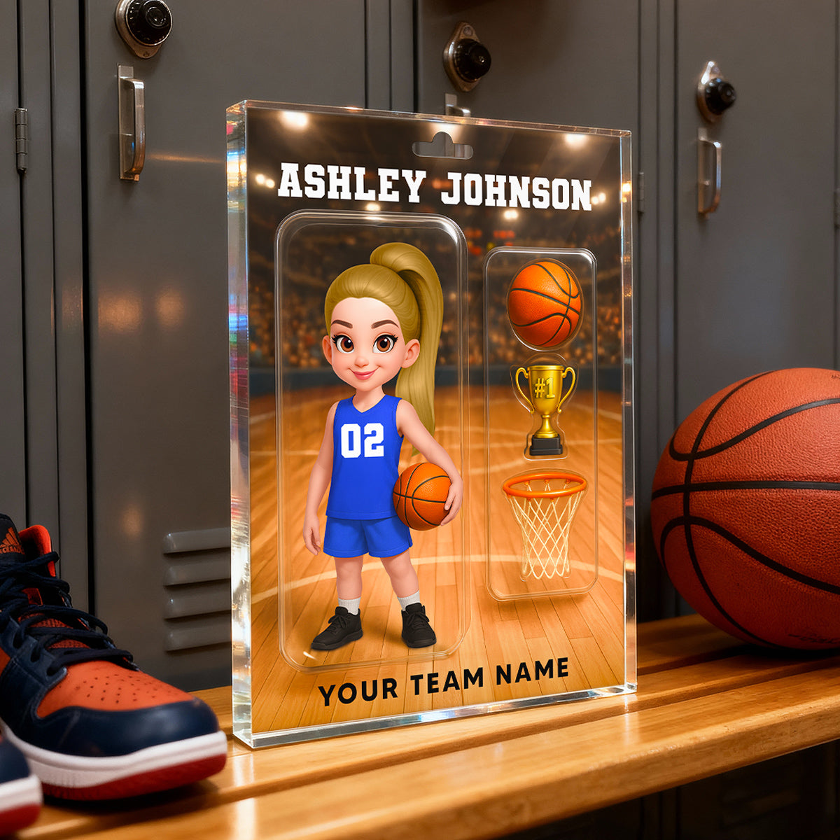 3D Effect Basketball Custom Figure Style - Personalized Acrylic Block Plaque - Christmas Gift For Basketball Players