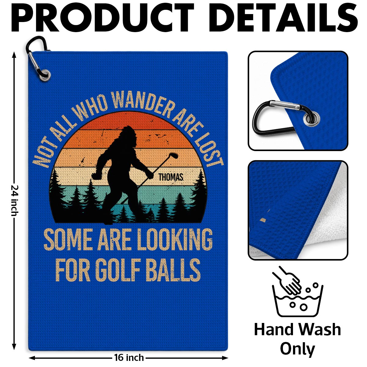 Wanders Looking For Golf Balls - Personalized Golf Towel - Funny Gift For Golf Lovers, Husband, Dad, Grandpa
