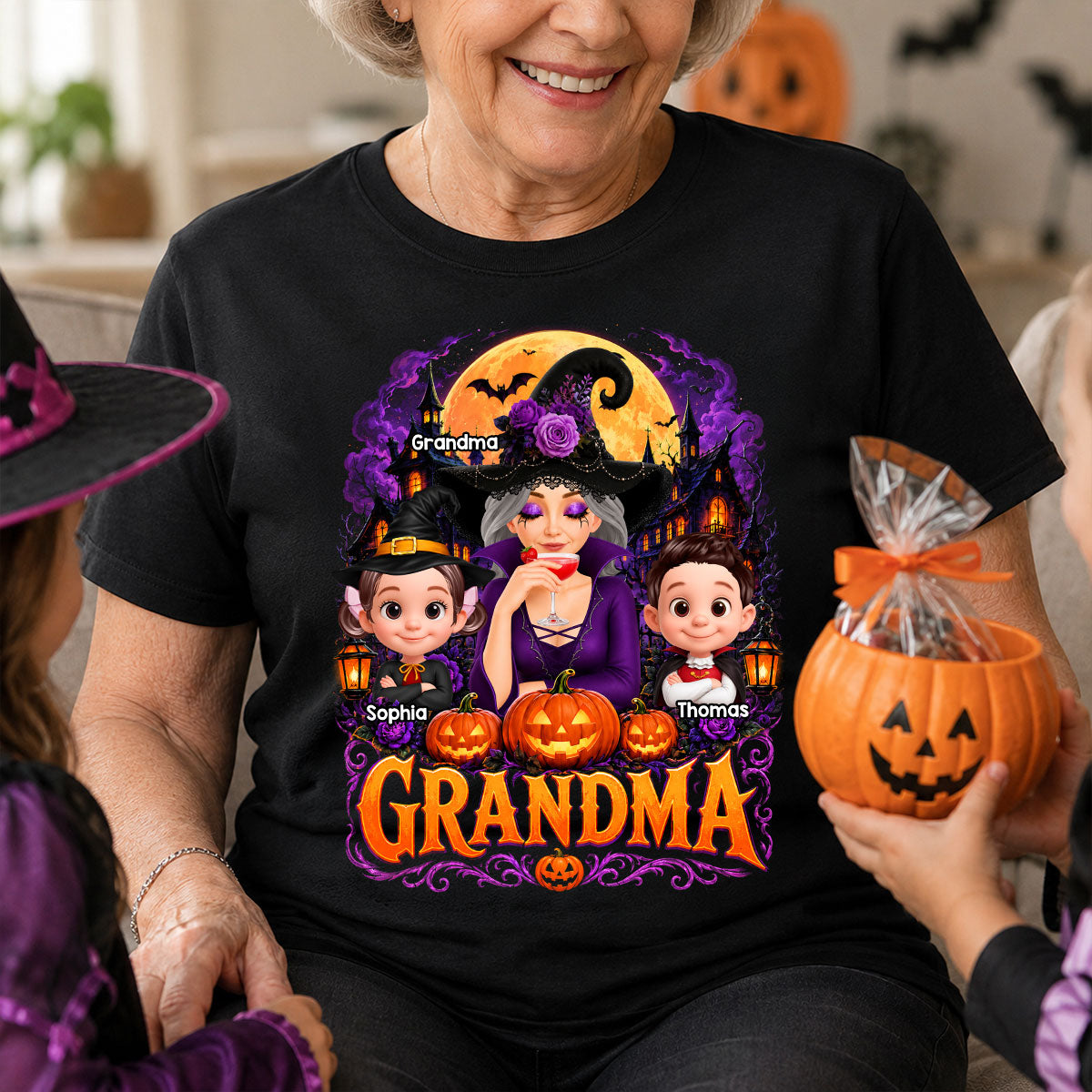 Grandma Witch Magical - Personalized Shirt - Trendy Halloween Tee for Grandma