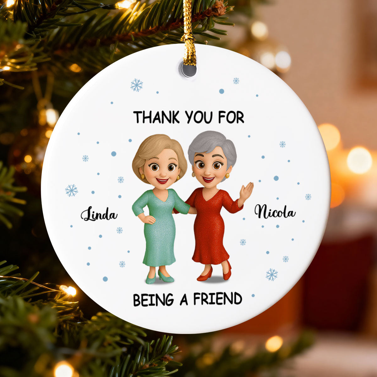 We'll Be Friends Until Old And Senile - Personalized Ceramic Ornament - Christmas Gift For Old Besties