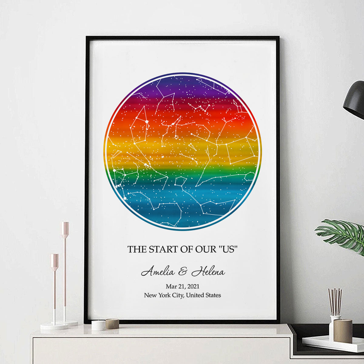 Our Love Was Born LGBT Rainbow Flag - Personalized Poster - Gift For Couple, Happy Pride Month