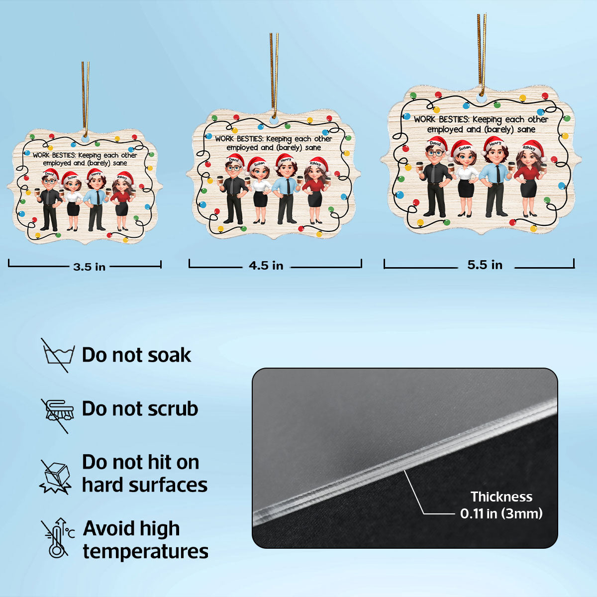 Work Besties Keeping Each Other Employed - Personalized Acrylic Ornament - Funny Gift For Work Besties, Colleagues