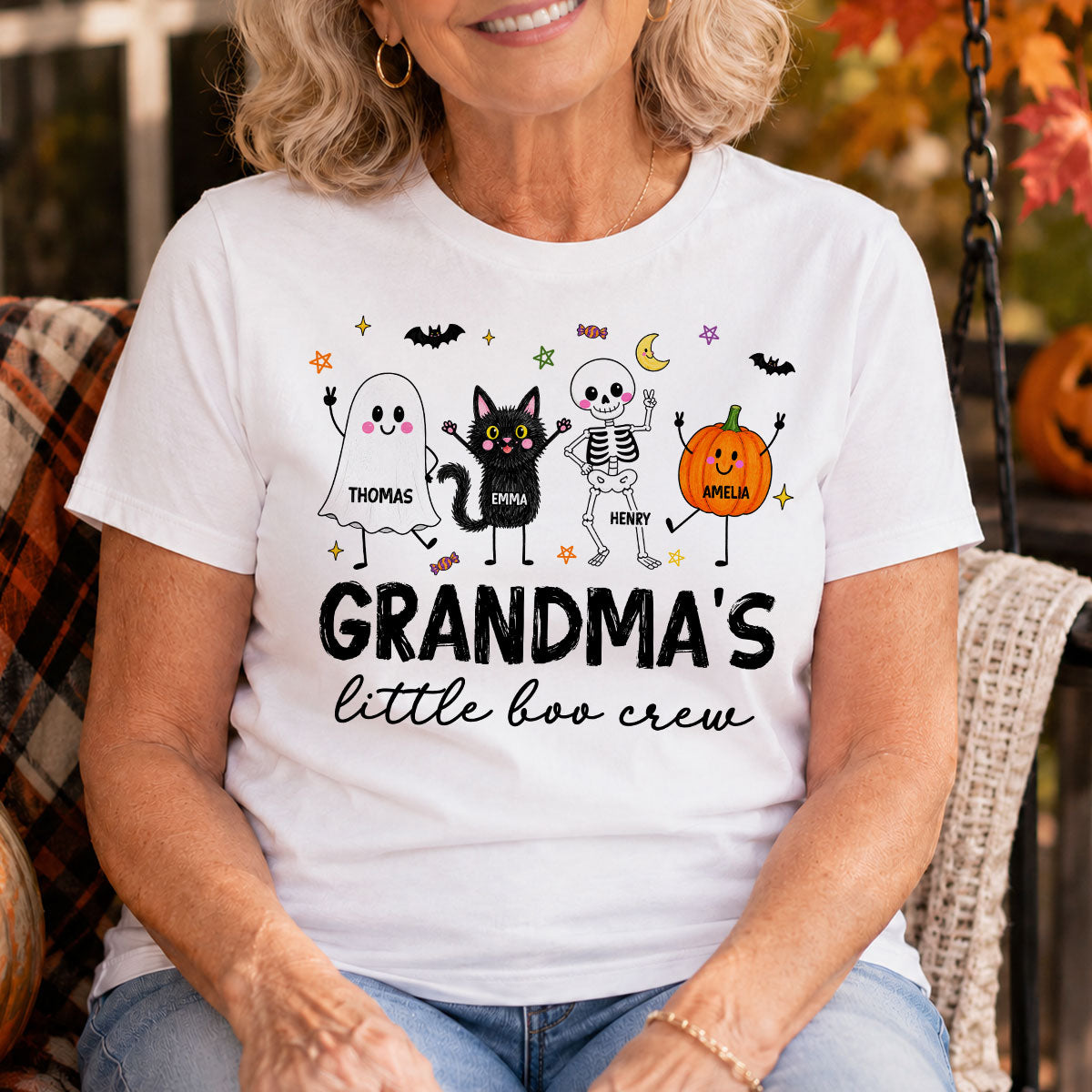 Grandma's Little Boo Crew Funny - Personalized Shirt - Halloween Gift For Grandma, Grandkids
