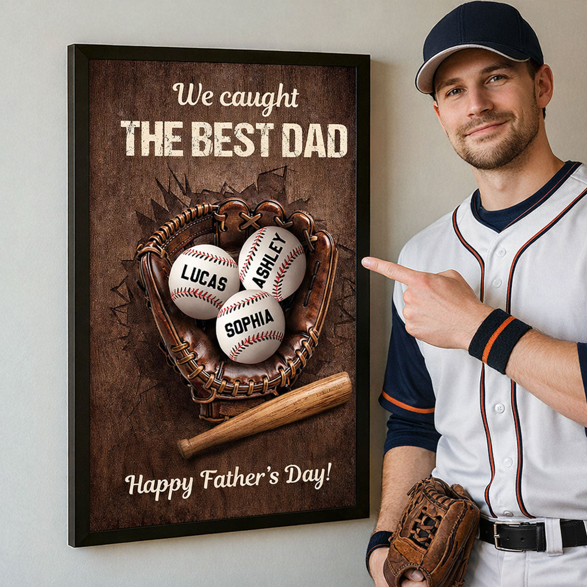Happy Father's Day Baseball Dad - Personalized Poster - Heartfelt Father's Day Gift for Dad, Husband