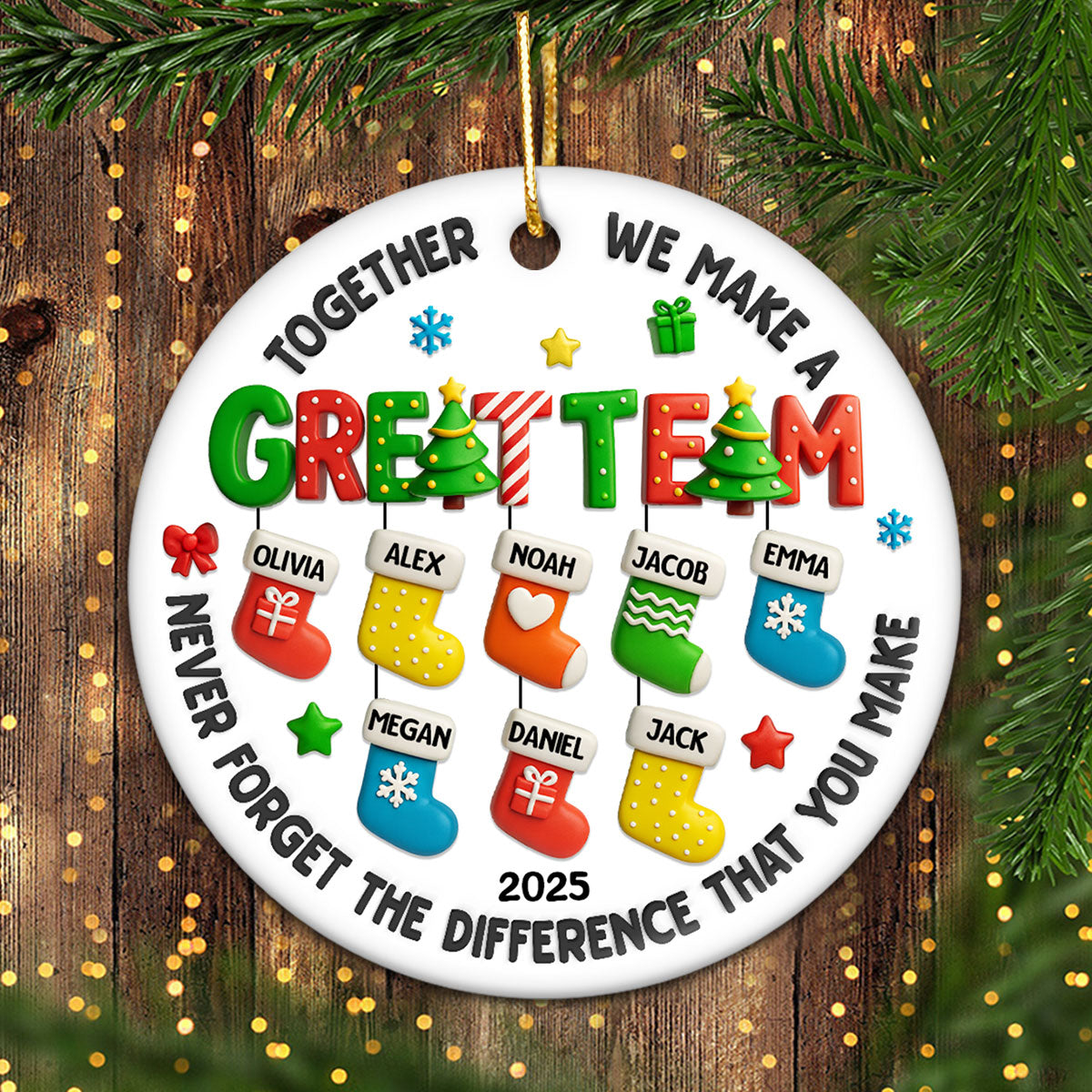 Together We Make A Great Team - Personalized Ceramic Ornament - Christmas Gift for Coworker