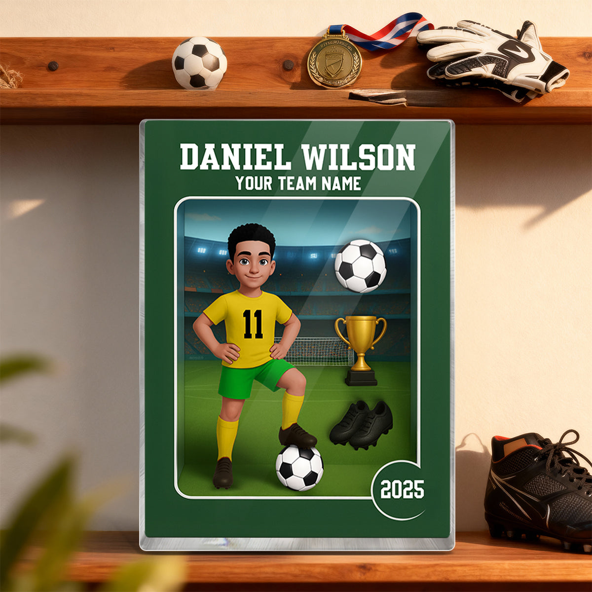 Soccer Player Toy Box Action Figure 3D Effect - Personalized Acrylic Block